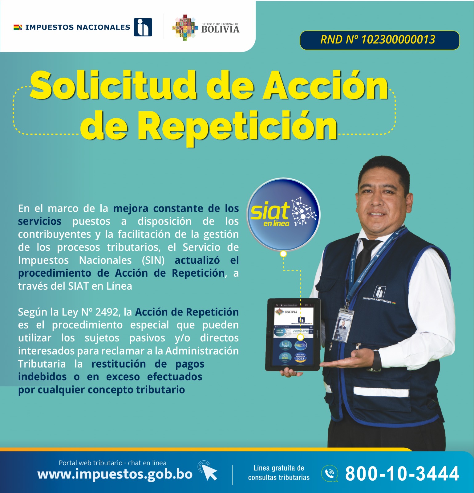 El SIN actualiza el procedimiento de solicitud de Acción de Repetición, por el SIAT en Línea 