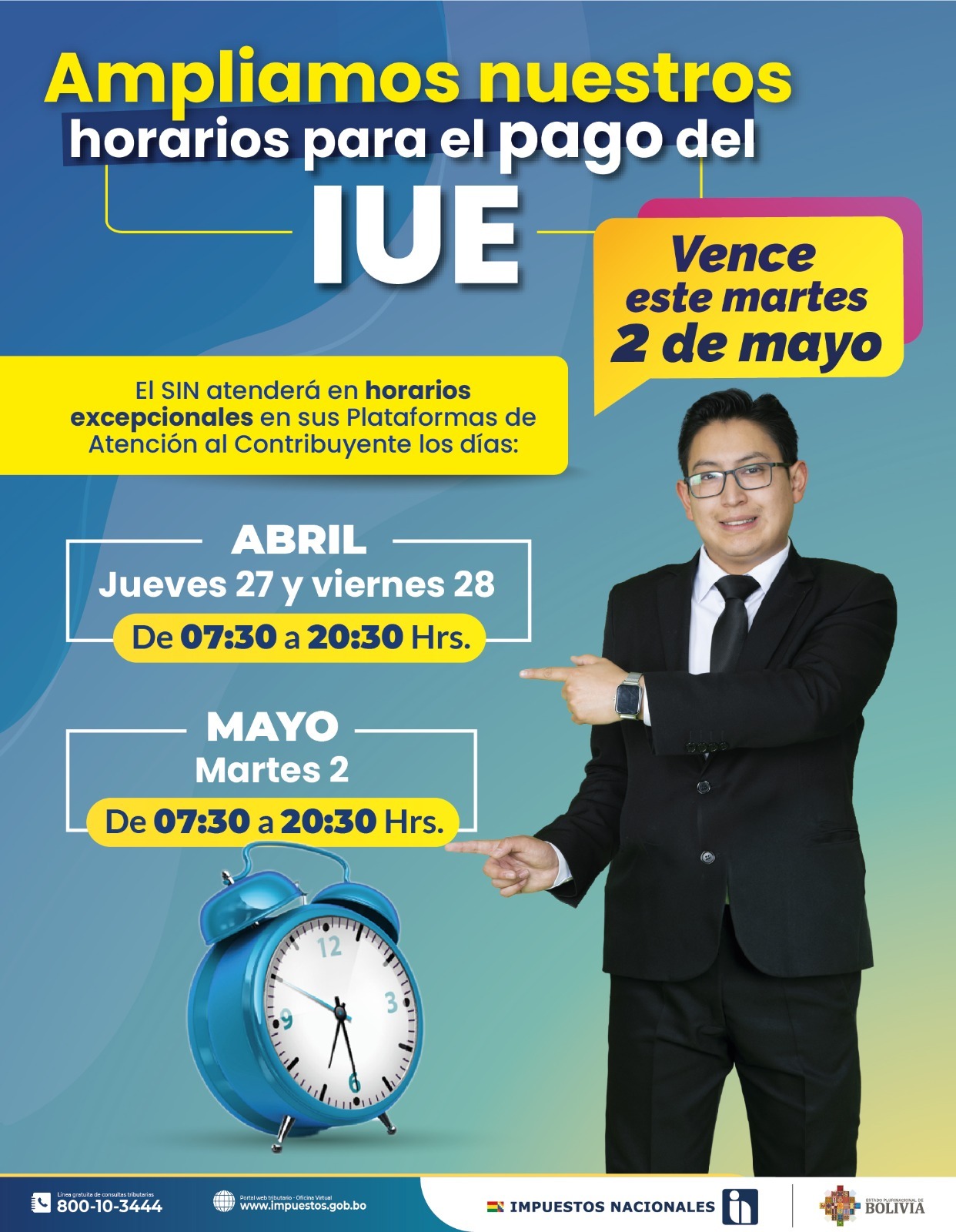 Impuestos amplía horario de atención por vencimiento de pago del IUE