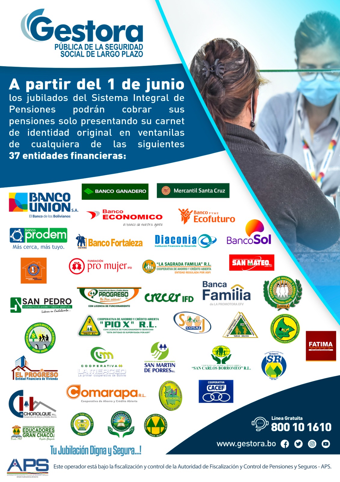 Para el pago de la jubilación en ventanilla, Gestora sólo requiere la cedula de identidad original y se eliminan las fotocopias