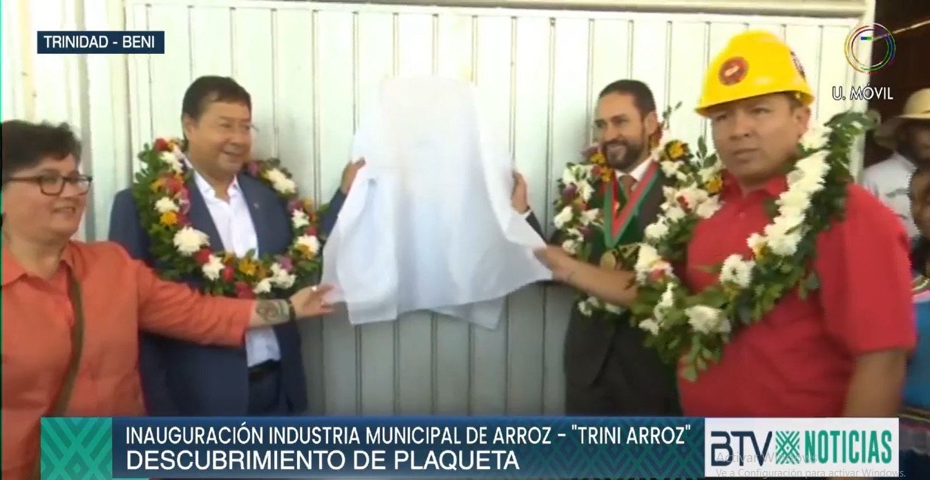 Arce destaca potencial productivo del Beni en la inauguración de la industria municipal “Trini Arroz”