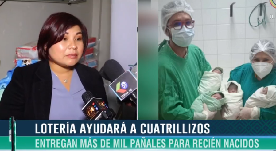 Entregan leche, pañales y otros insumos a padres de cuatrillizos