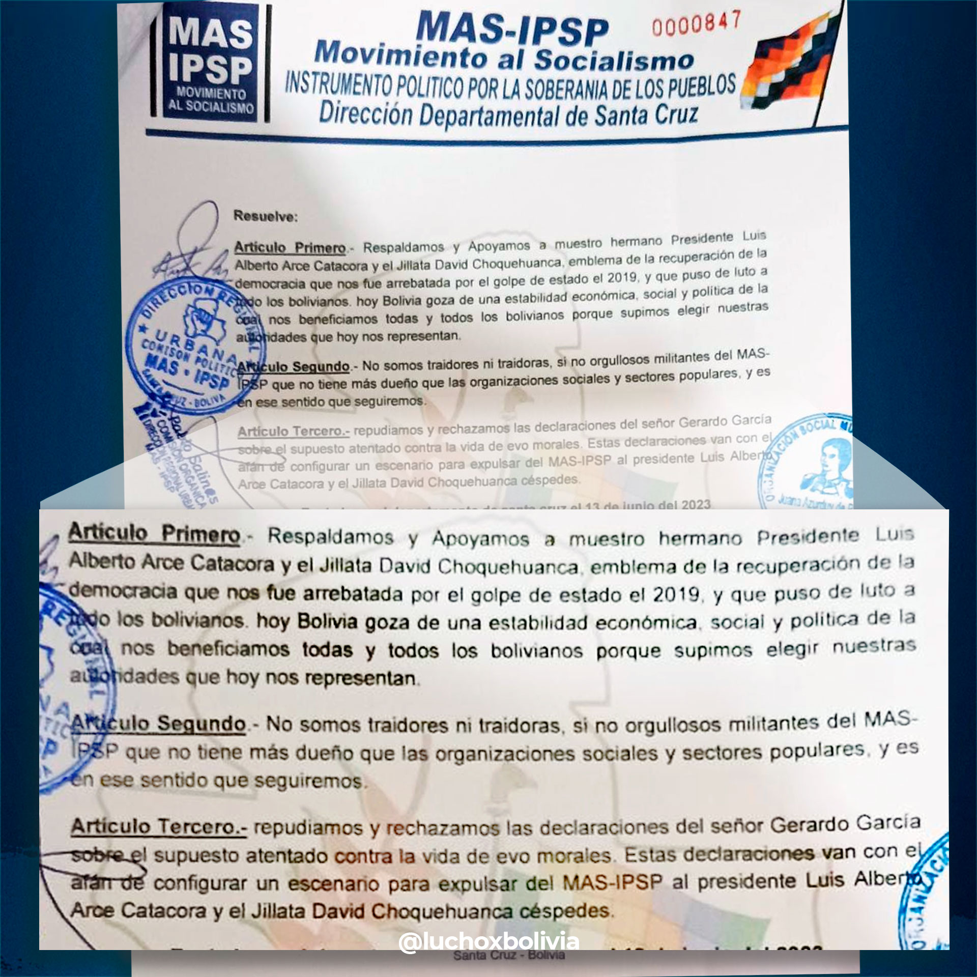 Arce agradece respaldo a su gestión y afirma que las organizaciones sociales son las únicas dueñas del Proceso de Cambio