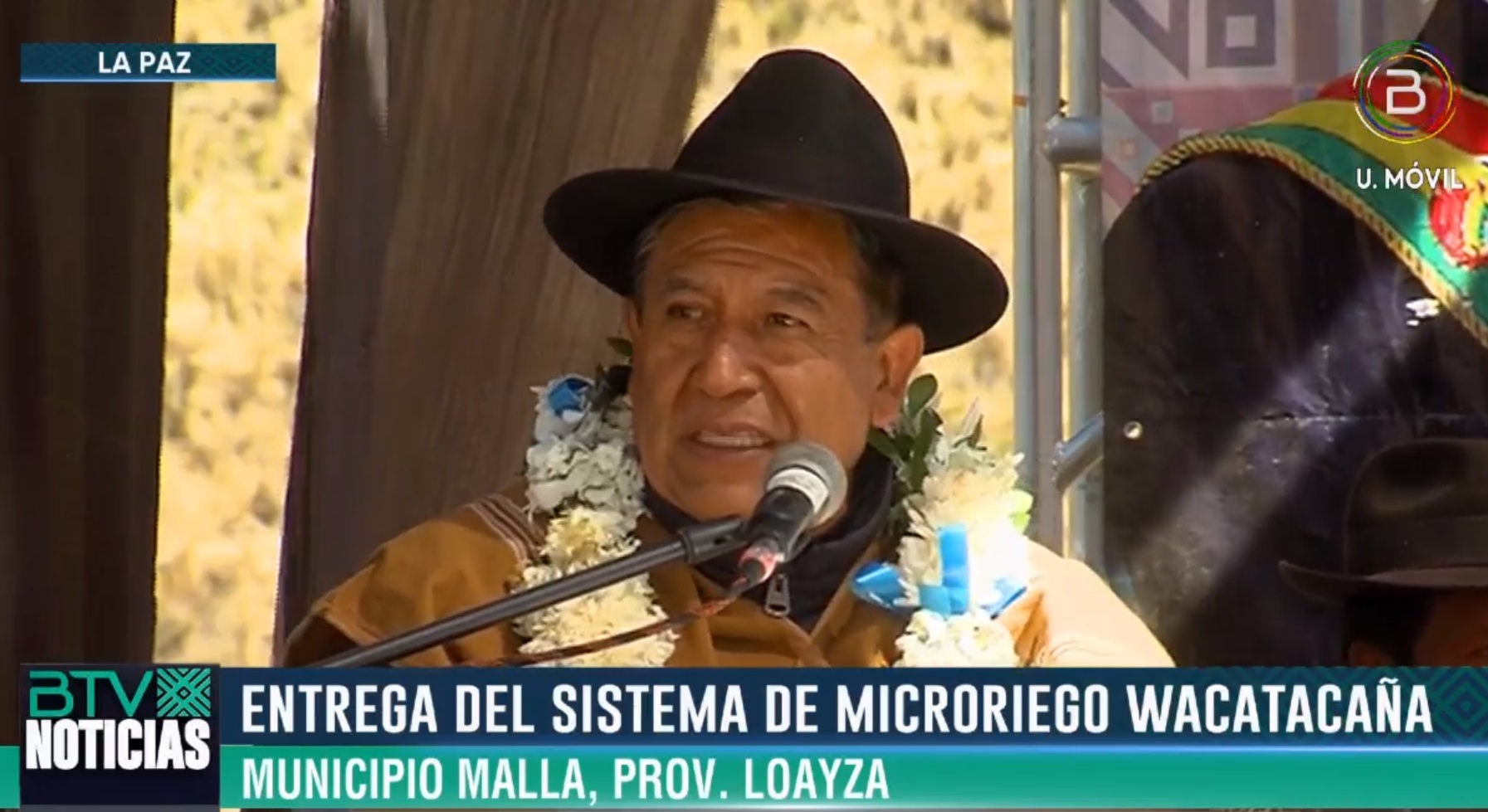 Choquehuanca entrega sistema de riego en Malla y pide “caminar con respeto al agua” 