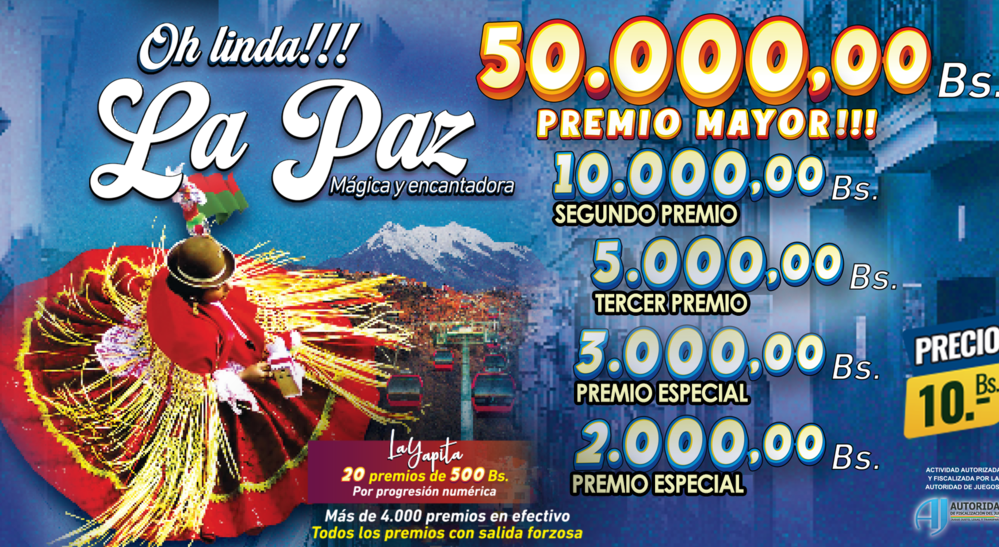 Lotería Nacional lanza el sorteo regional "Oh Linda La Paz" con más de Bs 127.000 en premios