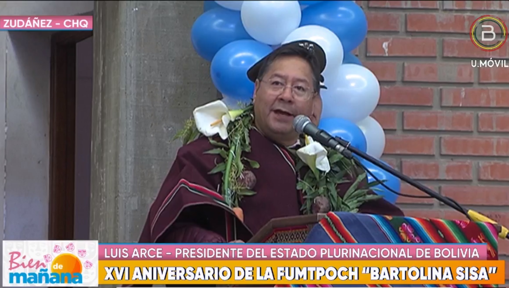Arce participa del aniversario de la Federación de Mujeres Trabajadoras de Chuquisaca y convoca a la unidad 