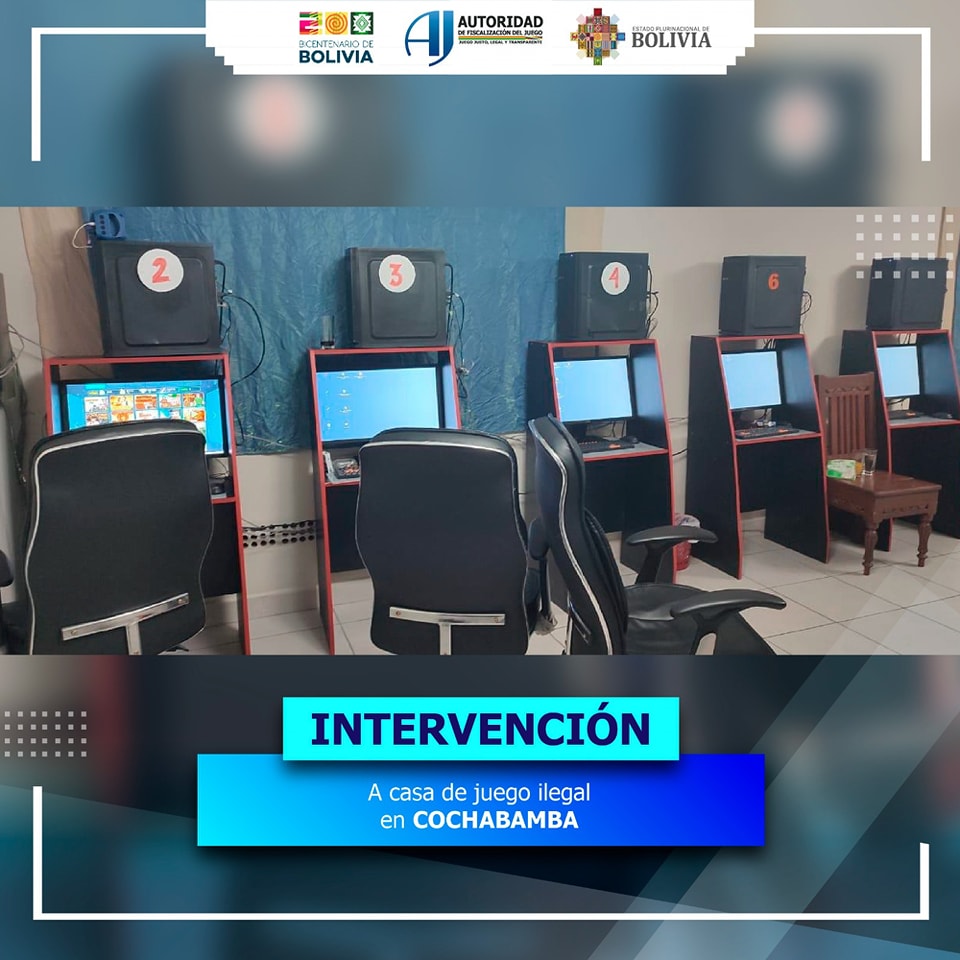 AJ interviene casas de juegos clandestinas y decomisa 15 máquinas ilegales en La Paz y Cochabamba