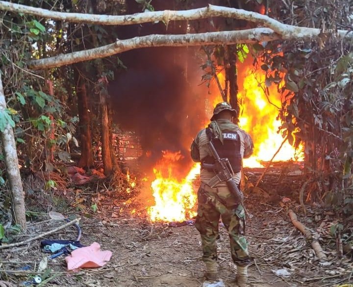 Fuerza antidroga destruye 12 fábricas de pasta base de cocaína en el Chapare 