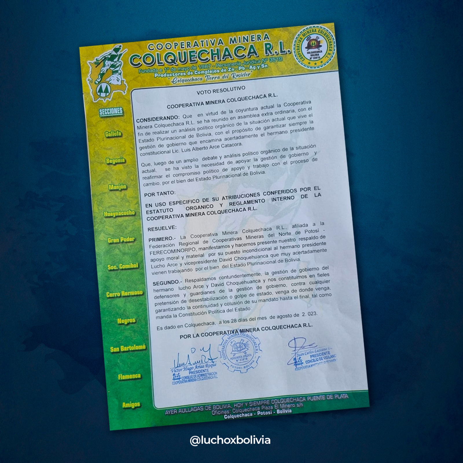 Arce asegura que la desestabilización y el golpe de Estado no pasarán “vengan de donde vengan”