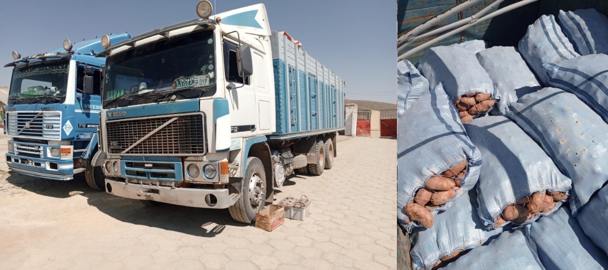 Militares interceptan en Viacha camiones que transportaban papa de contrabando 