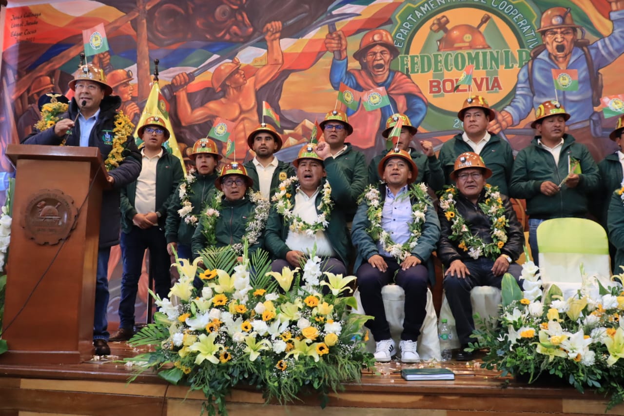 Presidente saluda el 46 aniversario de Fedecomin La Paz y asegura que la minería continúa siendo un puntal de la economía boliviana 