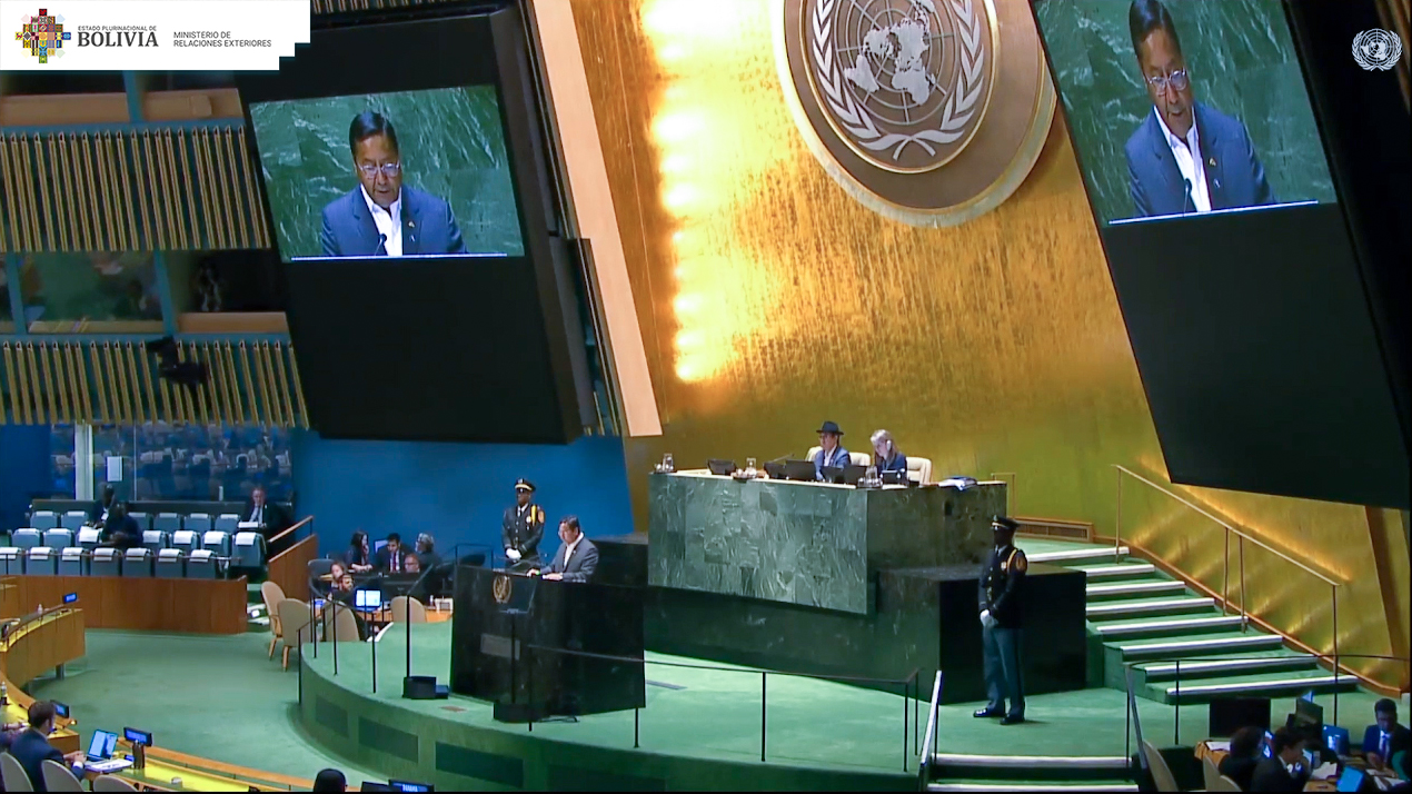 Arce califica en NNUU de criminal el bloqueo a Cuba y pide frenar el atropello al pueblo palestino