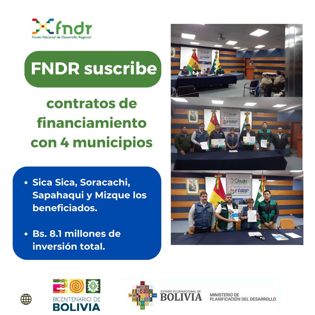 FNDR aprueba financiamiento por Bs 8,1 millones para obras de desarrollo productivo y social en cuatro municipios