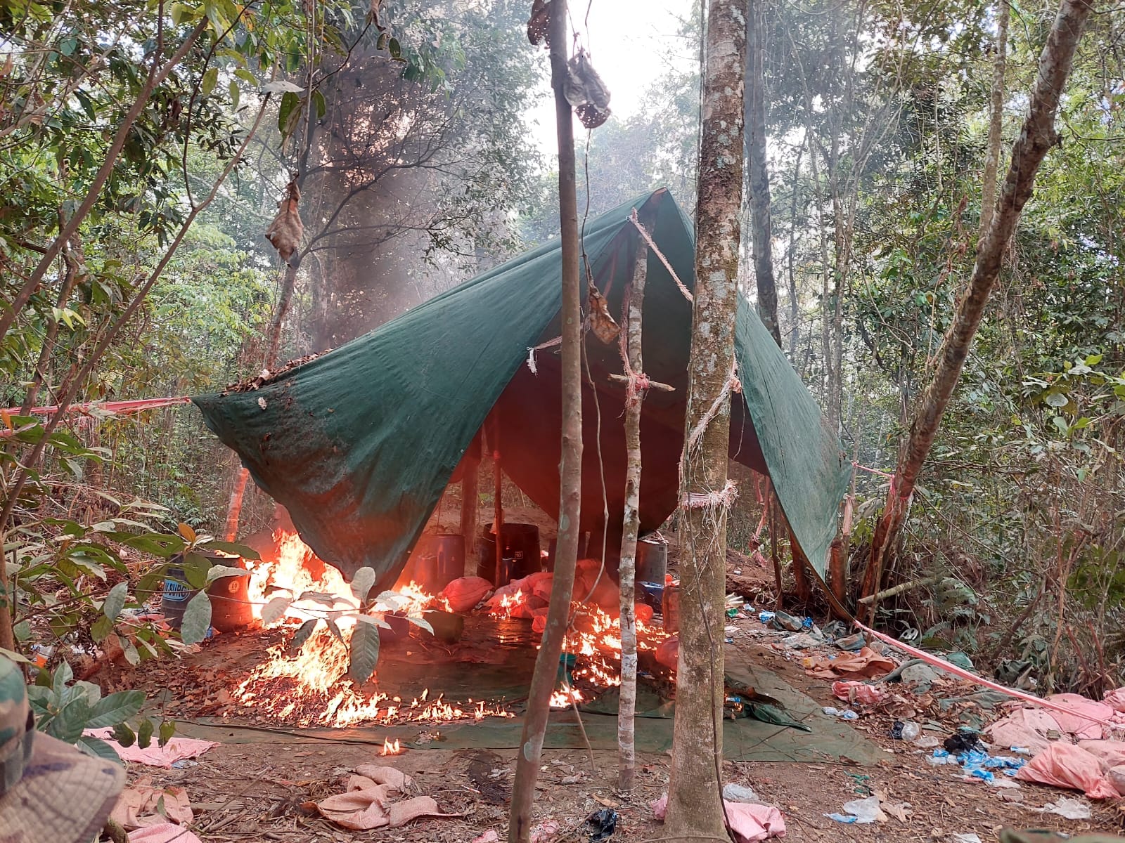 Destruyen 20 fábricas de elaboración de cocaína y aprehenden a dos personas en el Chapare
