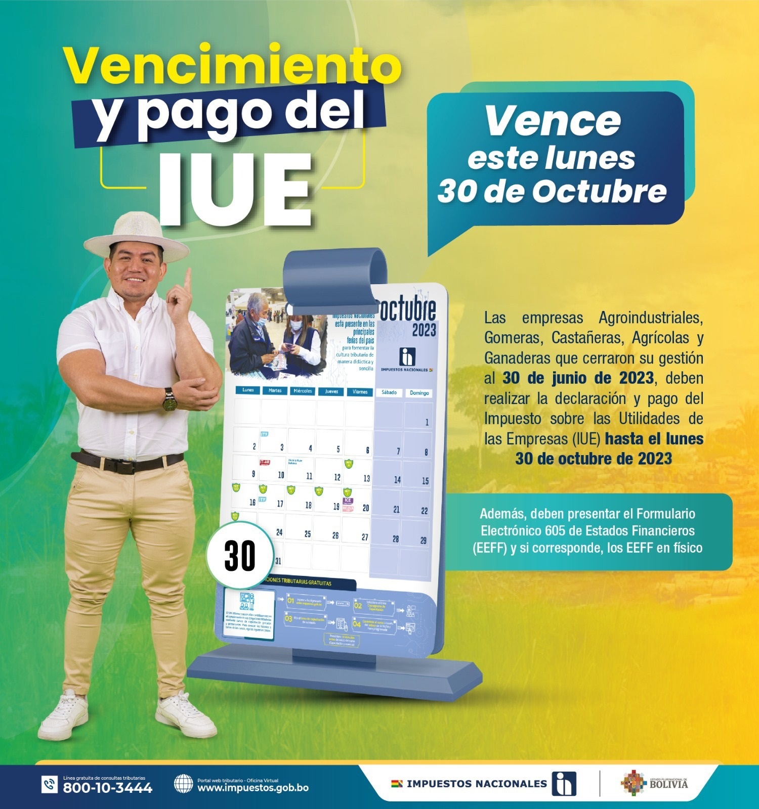 Agroindustriales, gomeros, castañeros, agrícolas y ganaderos tienen hasta el lunes para pagar el IUE