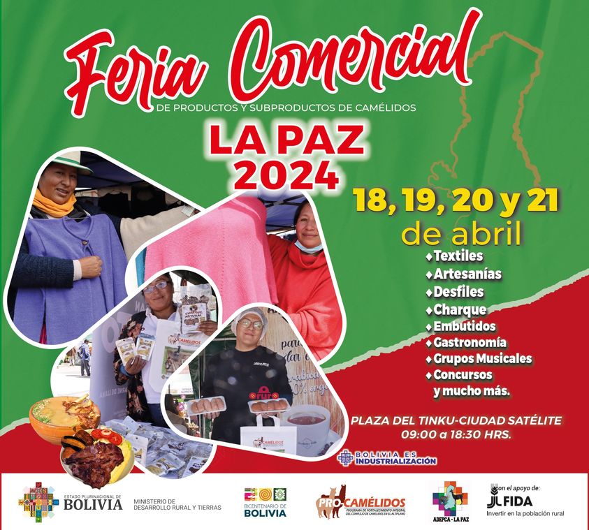 Organizan ferias de derivados de carne y fibra de llama y alpaca en El Alto, Oruro y Potosí