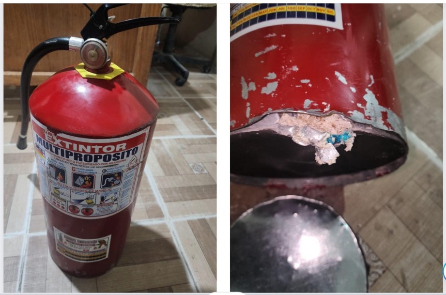 Felcn aprehende a dos colombianos que transportaban más de 12 kilos de cocaína en un extintor