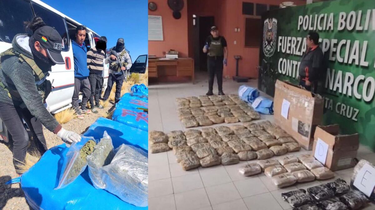 Incautan más de 300 kilos de marihuana en dos operativos de fin de semana en Santa Cruz y Oruro