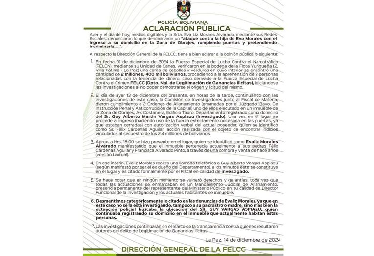 Policía descarta persecución a Evaliz Morales y aclara que allanamiento fue en busca de persona que lo declara como domicilio