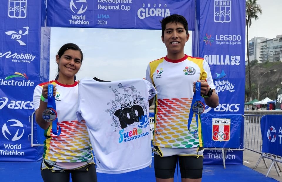 Mijael Rojas y Marjim Soto ganan medallas de oro y plata en Triatlón de Perú