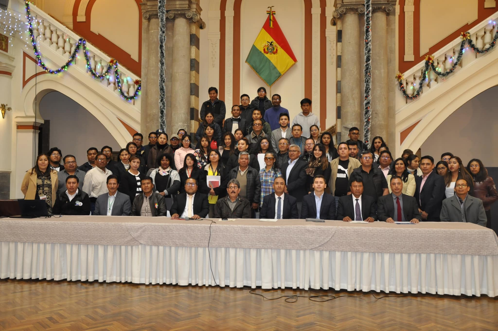 Acto de clausura de los "Talleres de Seguridad Social" Palacio Quemado, La Paz. Foto: OISS Bolivia 