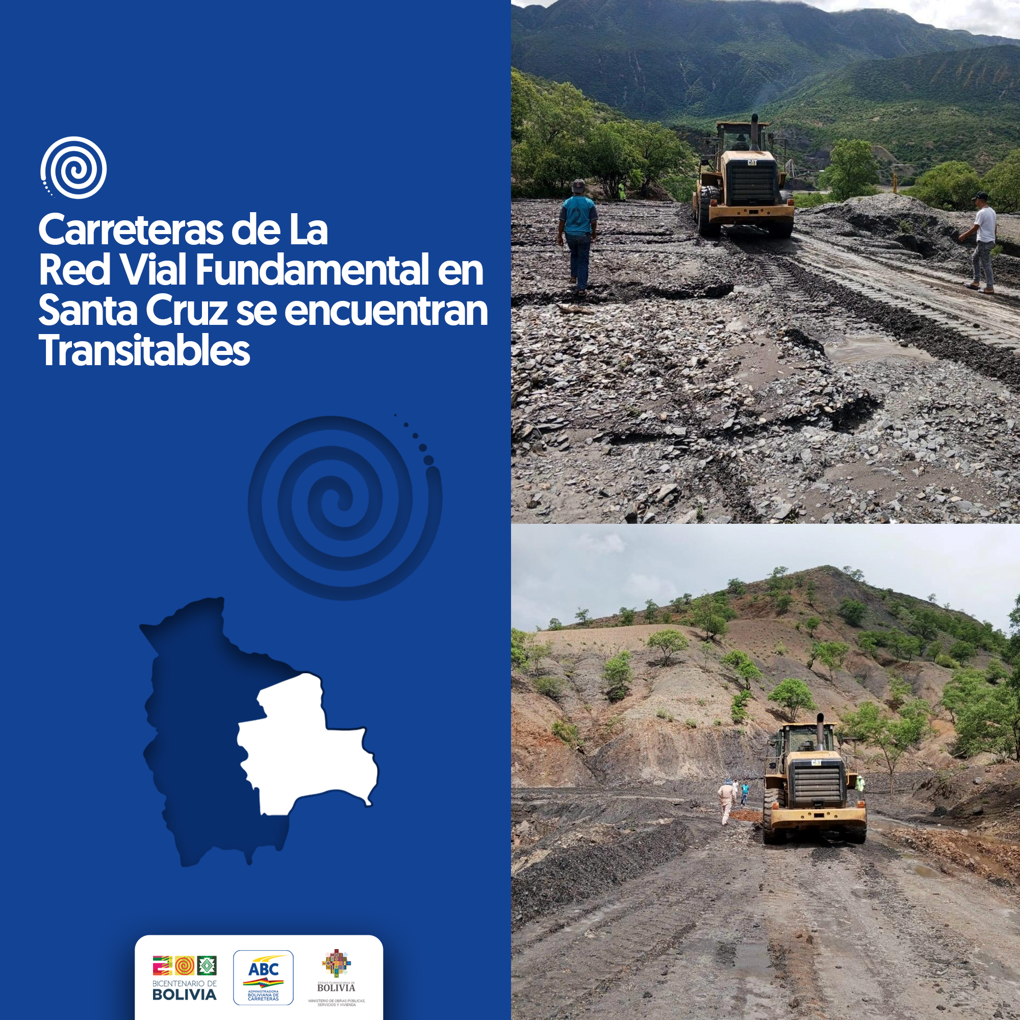 ABC reporta transitabilidad en carreteras de Santa Cruz y recomienda transitar con precaución por lluvias
