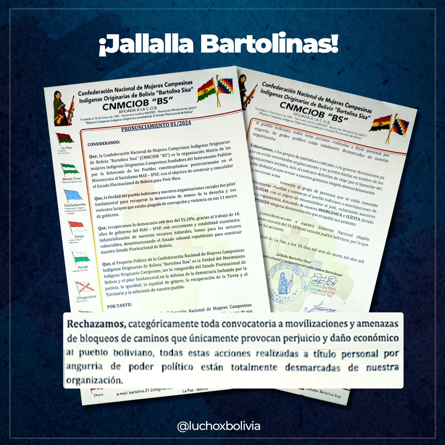 Presidente agradece a las “Bartolinas” por su respaldo al Gobierno nacional