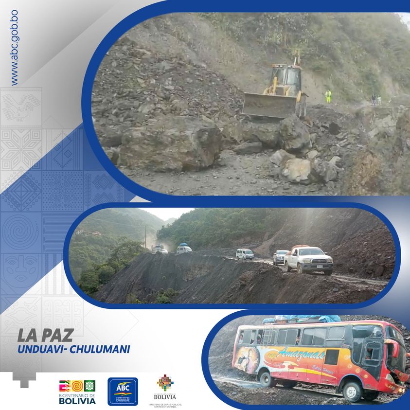 Habilitan tramo Unduavi – Chulumani tras derrumbe