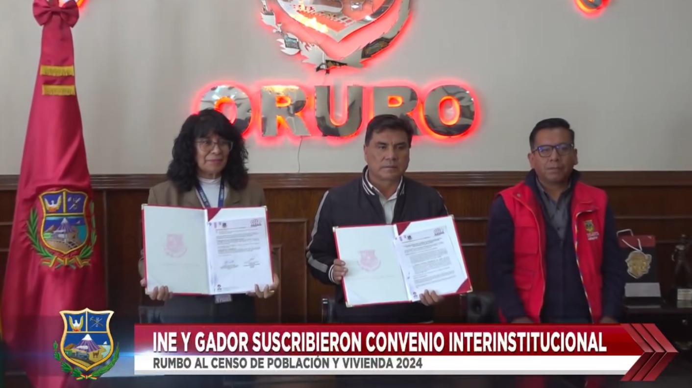 INE y Gobernación de Oruro firman convenio para apoyo al Censo de Población y Vivienda