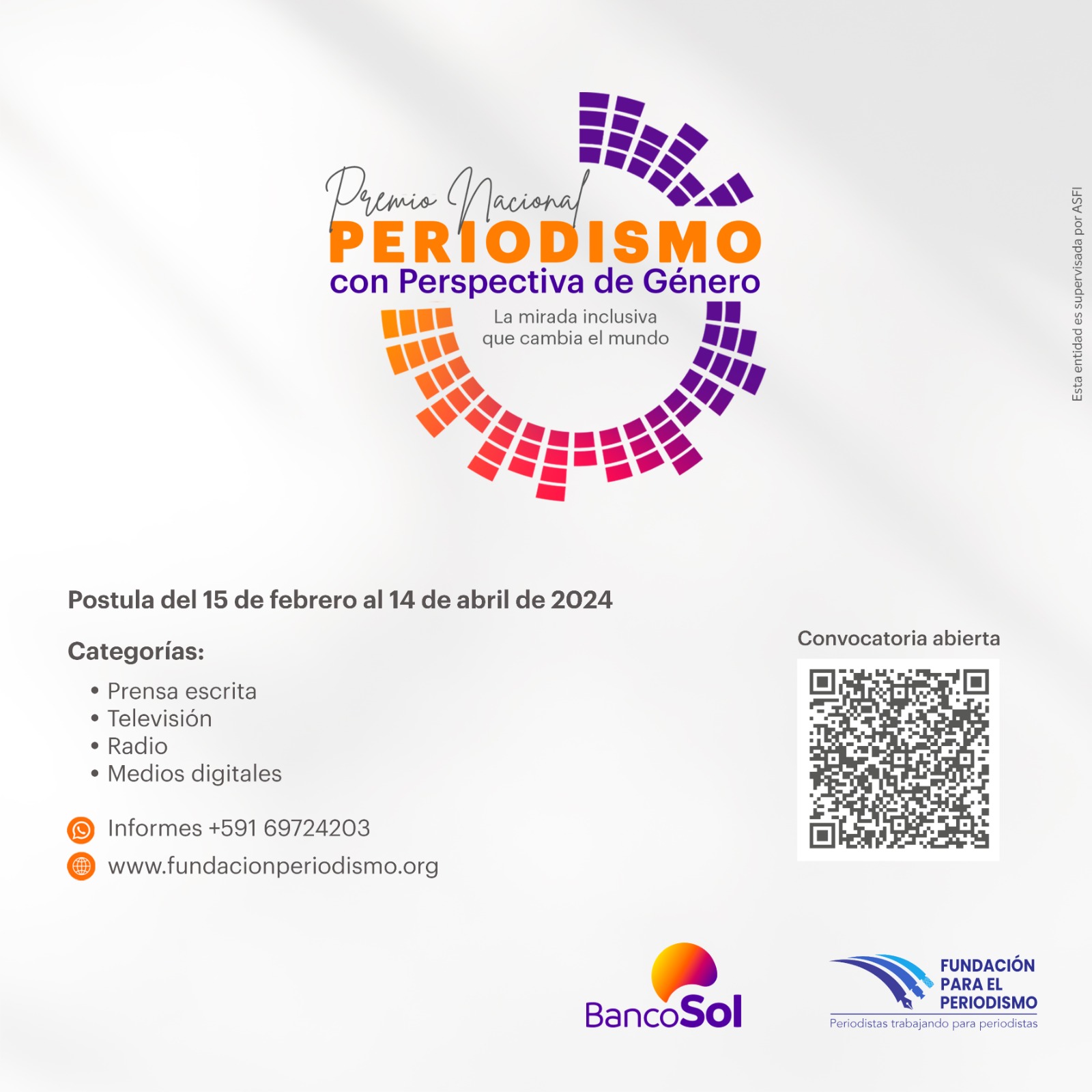 BancoSol y la Fundación para el Periodismo lanzan el “Primer Premio Nacional de Periodismo con Perspectiva de Género”