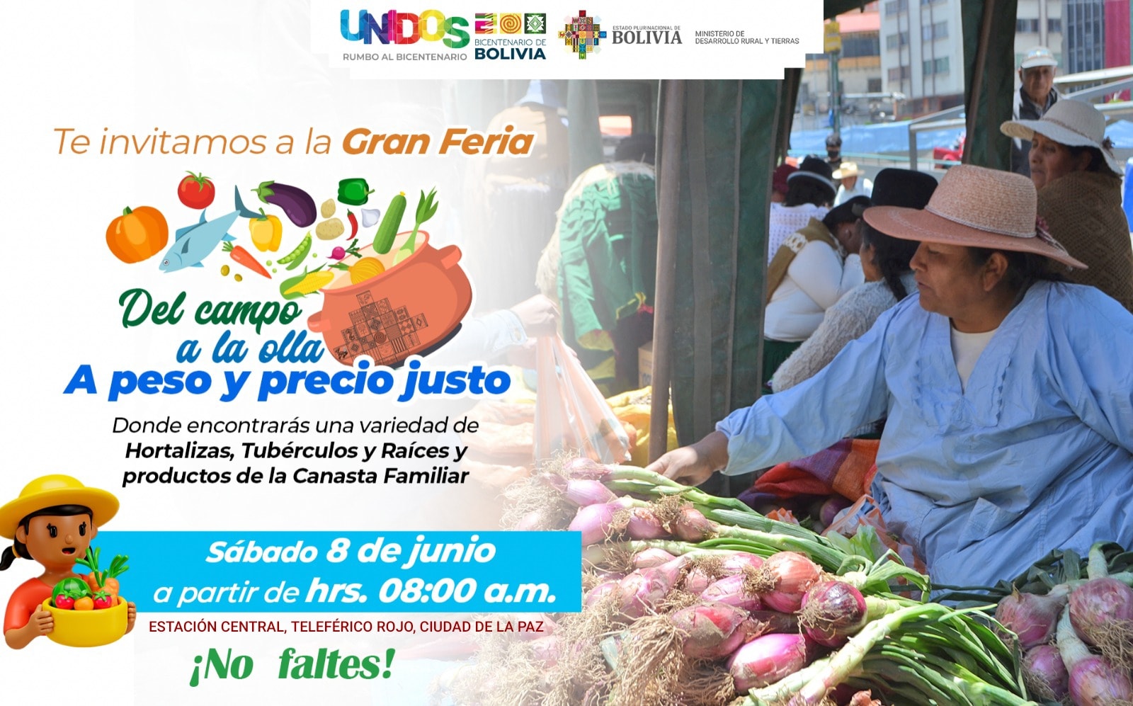 En la Estación Central del Teleférico Rojo se desarrolla este sábado la feria del “Campo a la Olla”