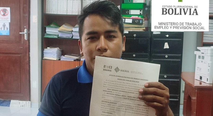 Guardia de seguridad cobra salario adeudado con apoyo de la Jefatura de Trabajo de Beni