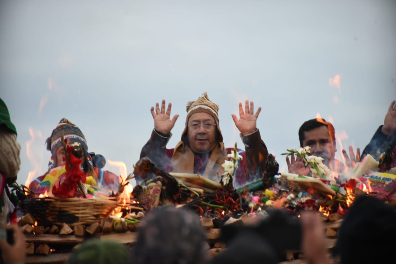 El presidente Luis Arce en la celebración del Año Nuevo Andino 5532. Foto: Gustavo Ticona.