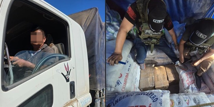 En Santa Cruz aprehenden a conductor que trasladaba más de 73 kilos de cocaína camuflados entre alimentos 