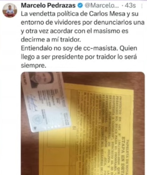 Se quiebra la bancada de CC, publican lista de “tránsfugas” y llaman traidor a Mesa