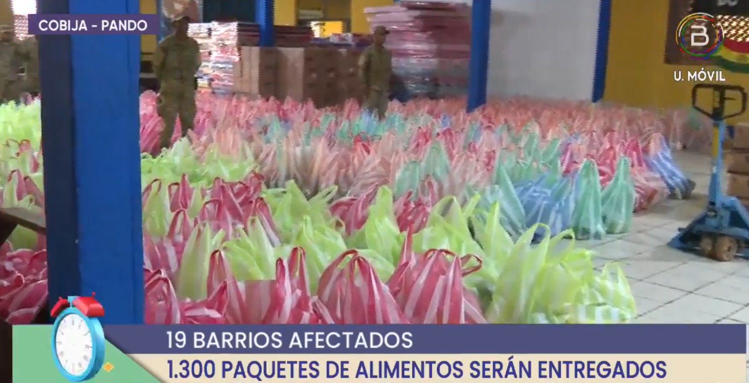 Distribuyen paquetes de alimentos para damnificados por las inundaciones en Cobija