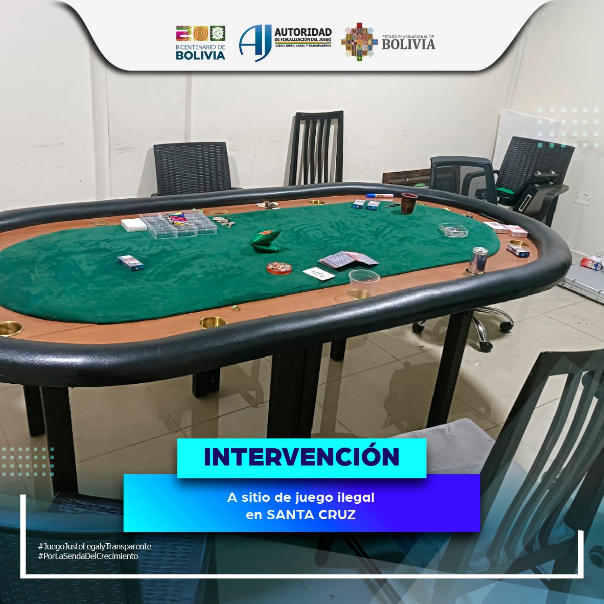 Autoridad del Juego interviene torneo ilegal de póker en Santa Cruz