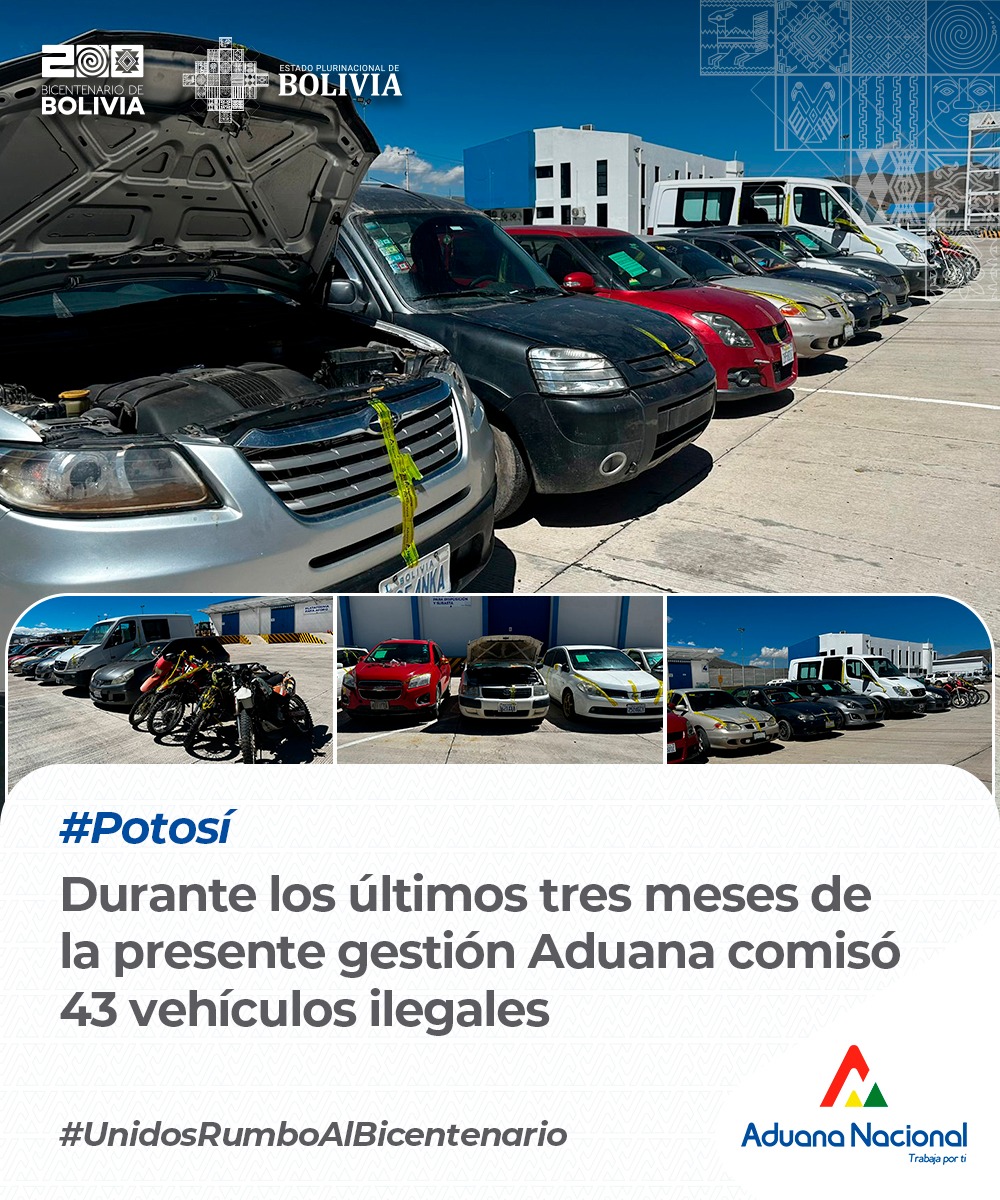 En Potosí incautan 43 vehículos indocumentados que circulaban con placas clonadas y duplicadas