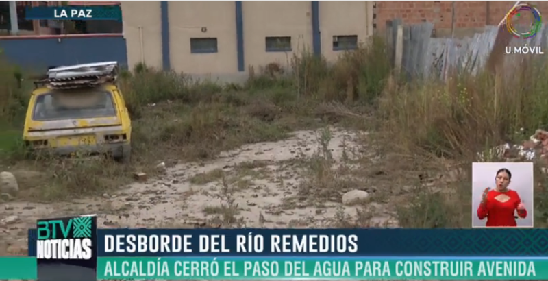Denuncian que obras ediles obstruyen cauce de río y provocaron anegación de viviendas en una zona de La Paz