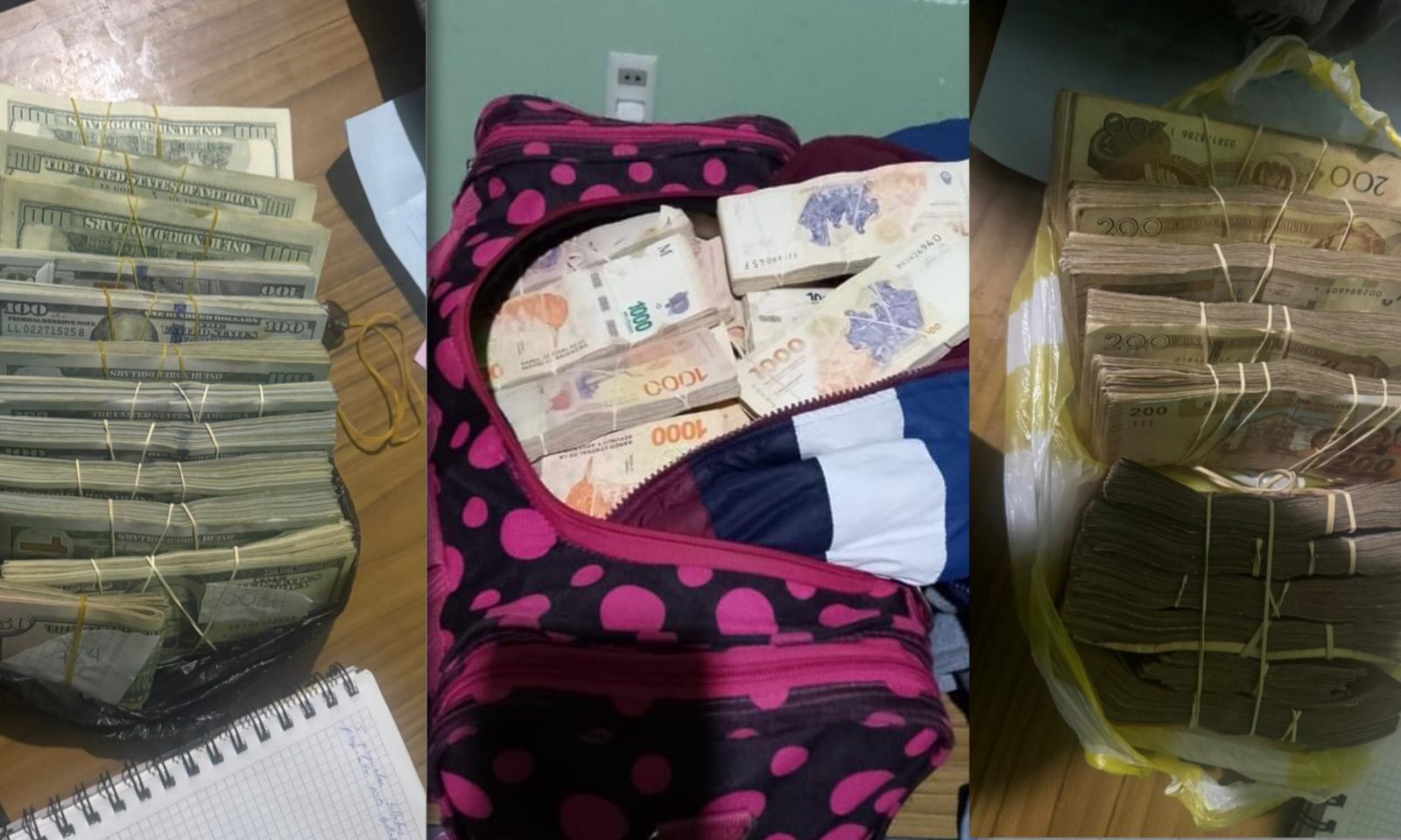 Detienen a una pareja que trasladaba más de $us 100.000, Bs 158.210 y 8 millones de pesos argentinos