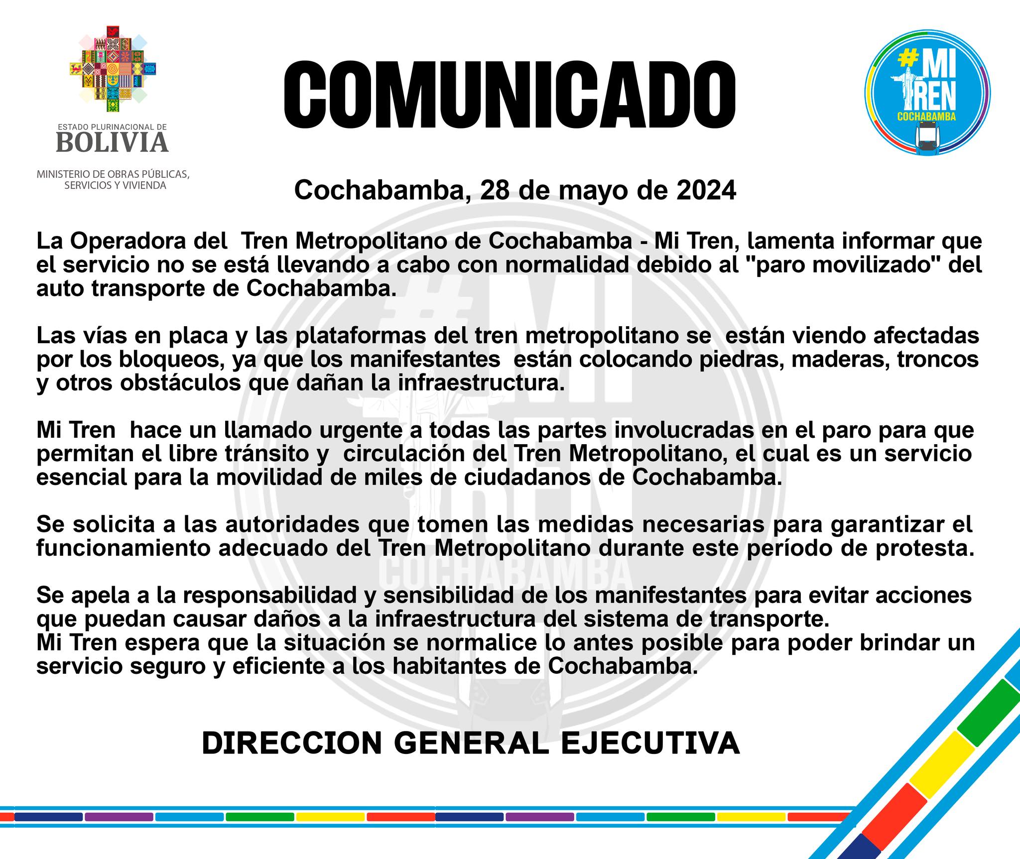 Bloqueadores dañan infraestructura del Tren Metropolitano, operadora pide libre tránsito y circulación 