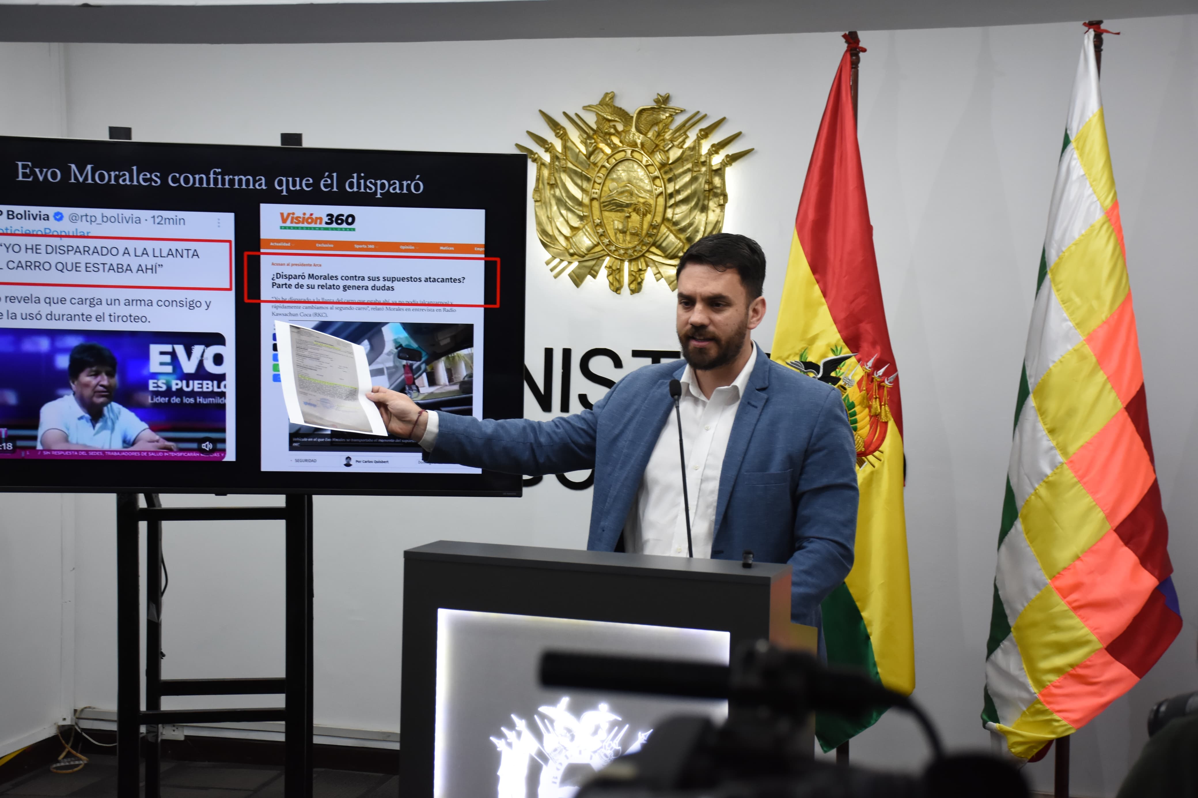 El ministro de Gobierno, Eduardo del Castillo, en conferencia de prensa. Foto: Jorge Mamani.