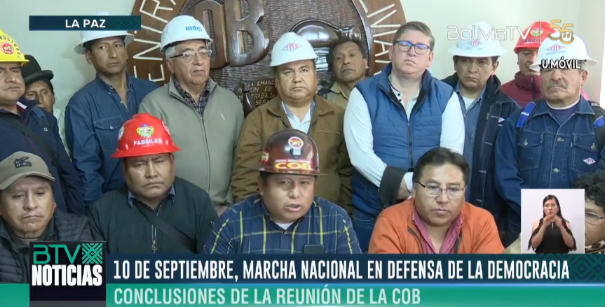 COB convoca a una gran marcha en defensa de la democracia y la economía