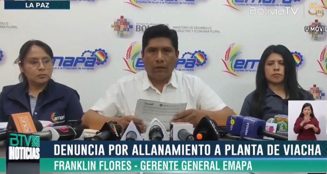 Emapa acusa al diputado evista Héctor Arce de allanar planta de alimentos de Viacha 