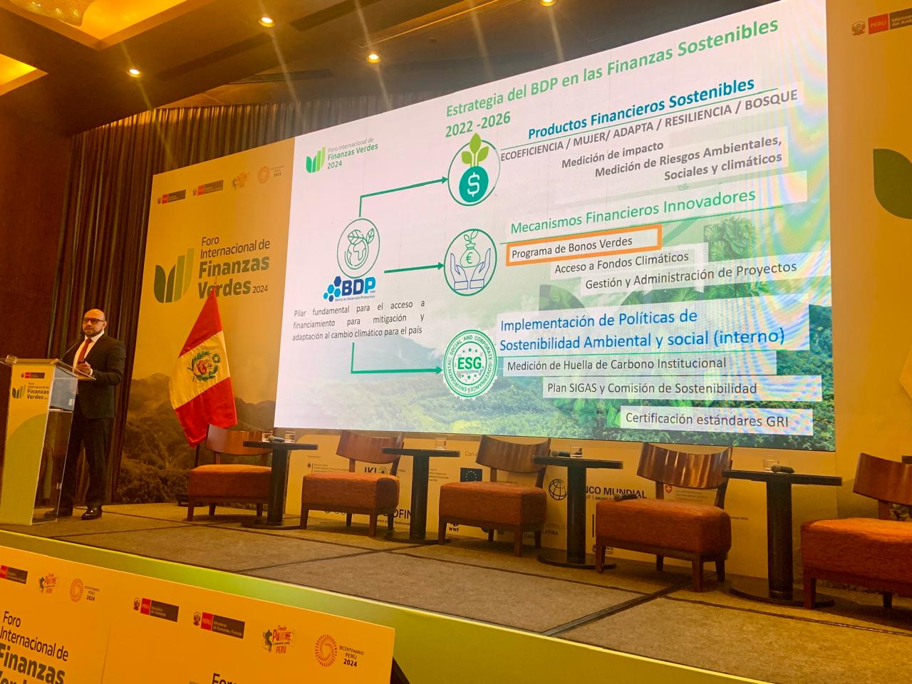 BDP muestra su impacto positivo en las finanzas sostenibles en foro internacional en Perú