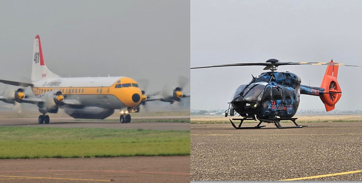 Helicóptero Airbus BK117 D3 y avión cisterna Electra Tanker T481 se suman a la lucha contra incendios en Santa Cruz