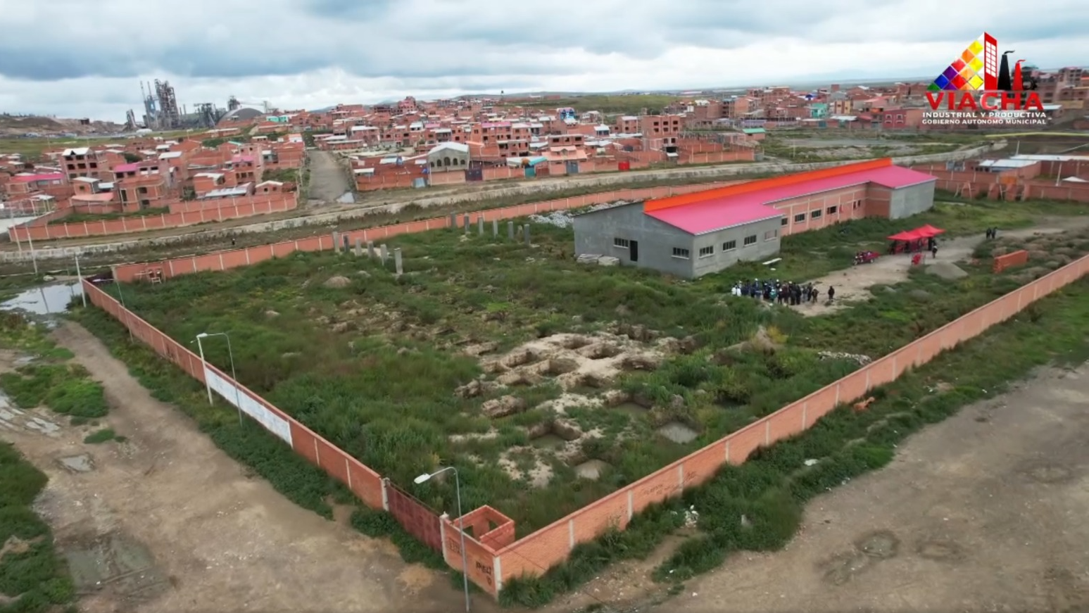 Vista panorámica de la Planta Industrial Procesadora de Carne en Viacha, La Paz. Captura: GAM Viacha