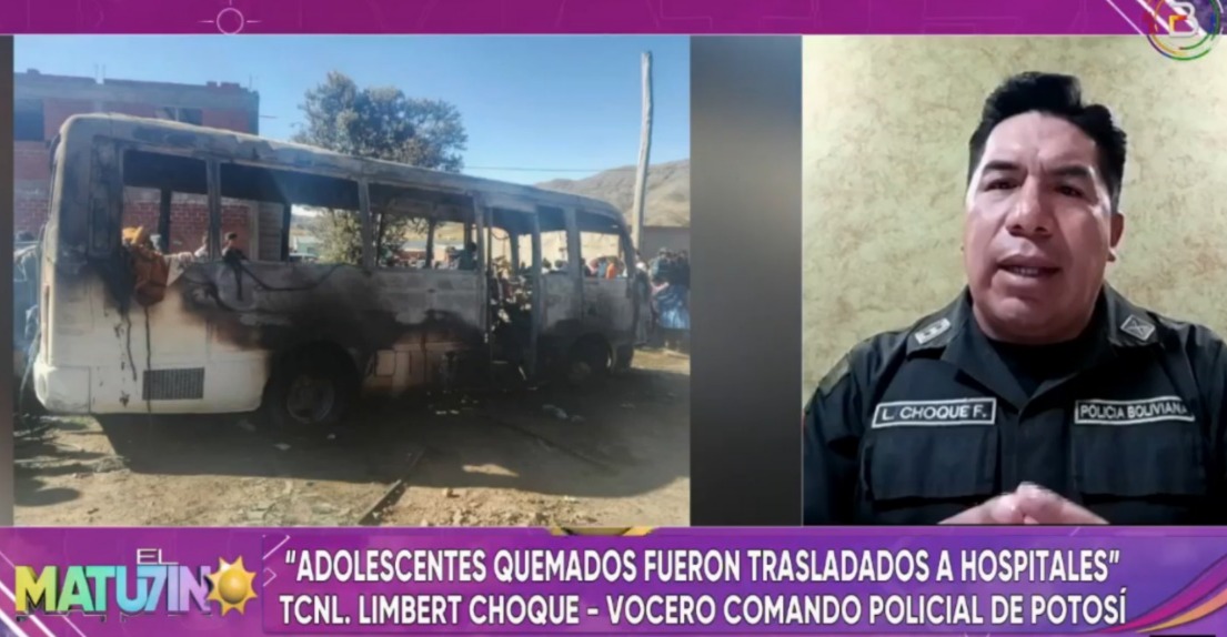 Confirman que explosión de garrafa ocasionó incendio de bus escolar que dejó cinco estudiantes fallecidos en Potosí