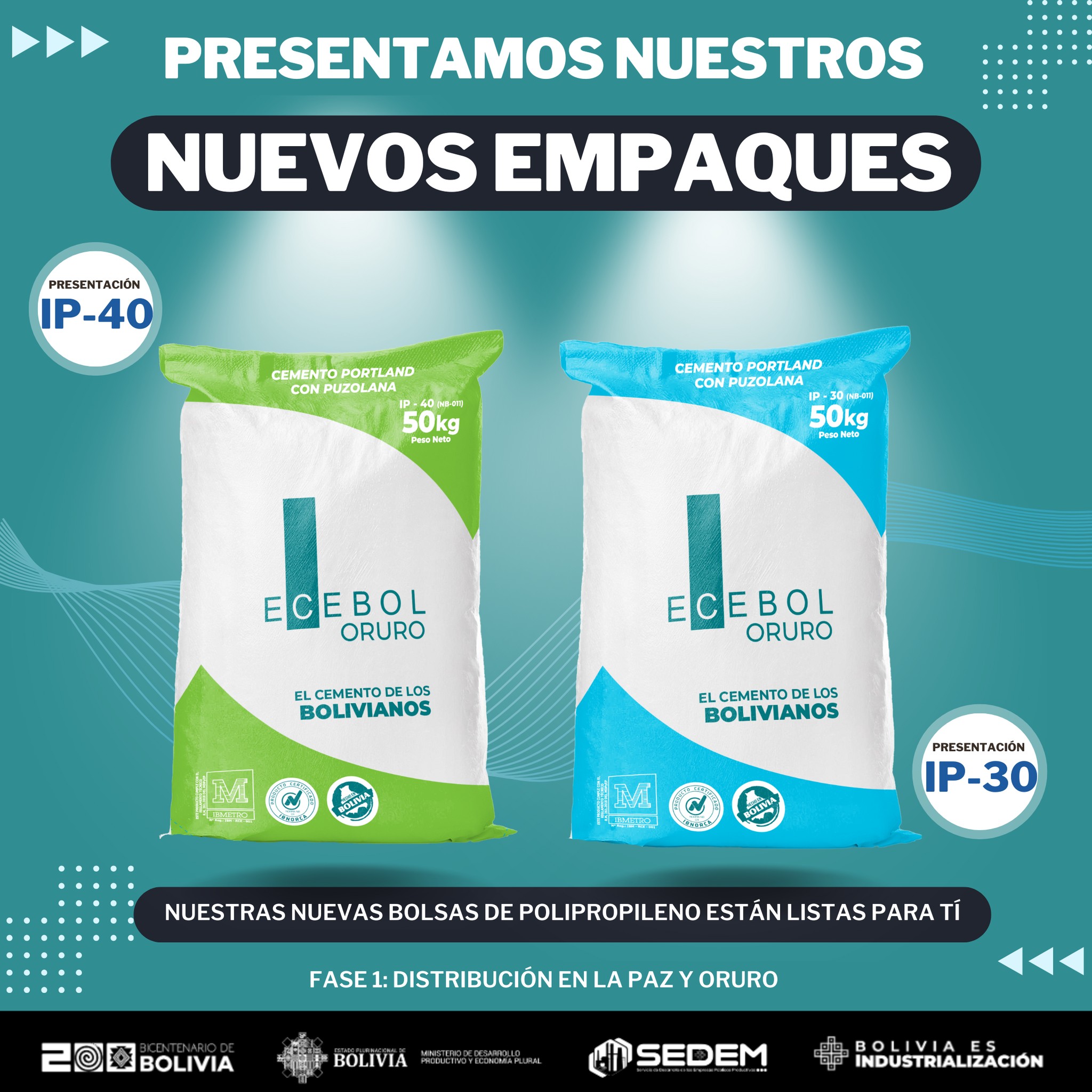 Ecebol cambia a bolsas de polipropileno reutilizables y de alta resistencia para empaque de cemento