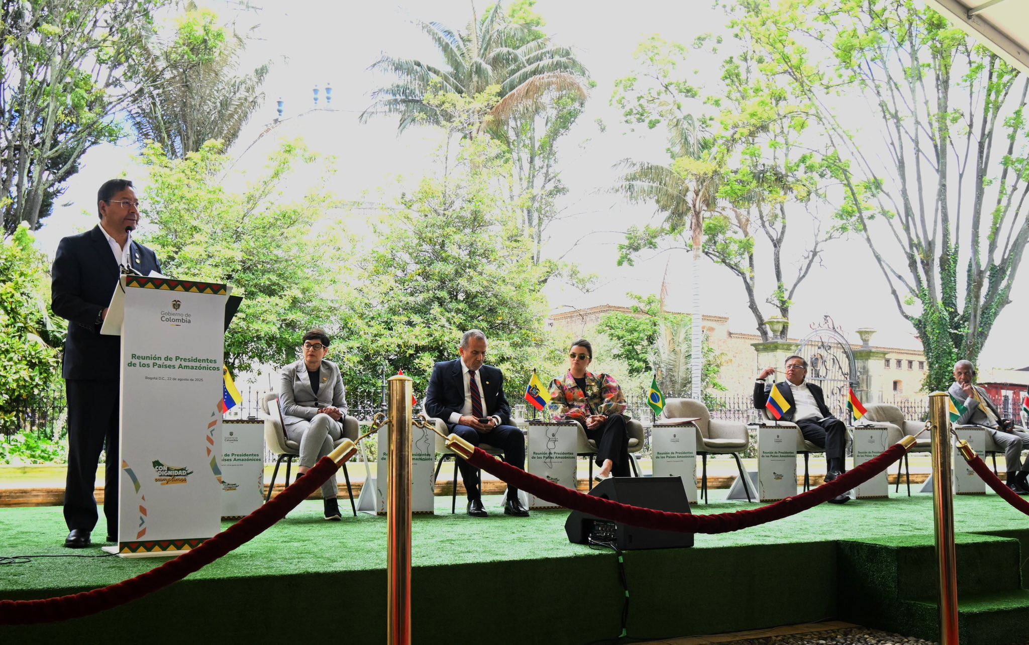 El presidente Luis Arce durante su intervención en la V Cumbre de Países Amazónicos. Foto: Comunicación Presidencial.