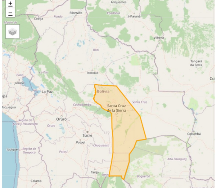 Alerta por vientos hasta 90 kilómetros por hora en Santa Cruz, Tarija y Chuquisaca 